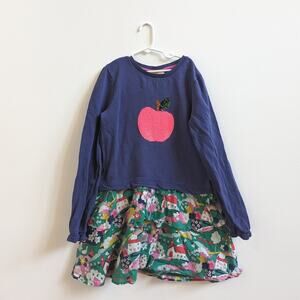 Mini Boden Dress Girls Sz 11-12y Blue Apple Sequin House Country